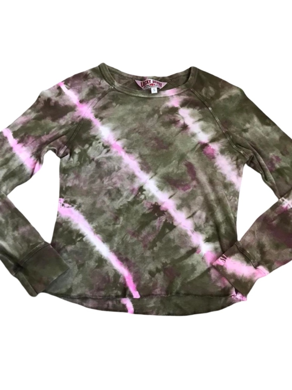 Lucky Brand Green & Pink Tie-Dye Crewneck Sweatshirt